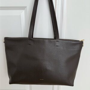 Cuyana Mocha Brown Small Leather Easy Zipper Tote Bag